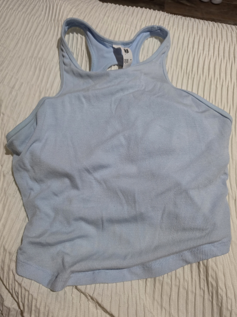 all in motion Size Small Baby Blue Ribbed Racerback Crop Tank Good Condition